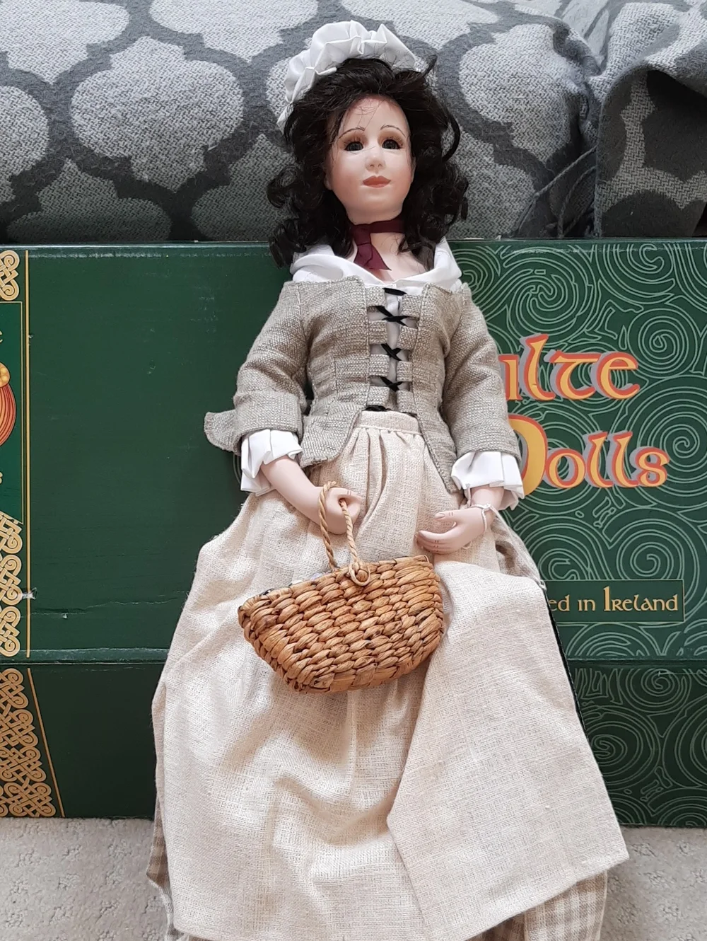 Falte Dolls Porcelain Molly Malone with Woven Basket